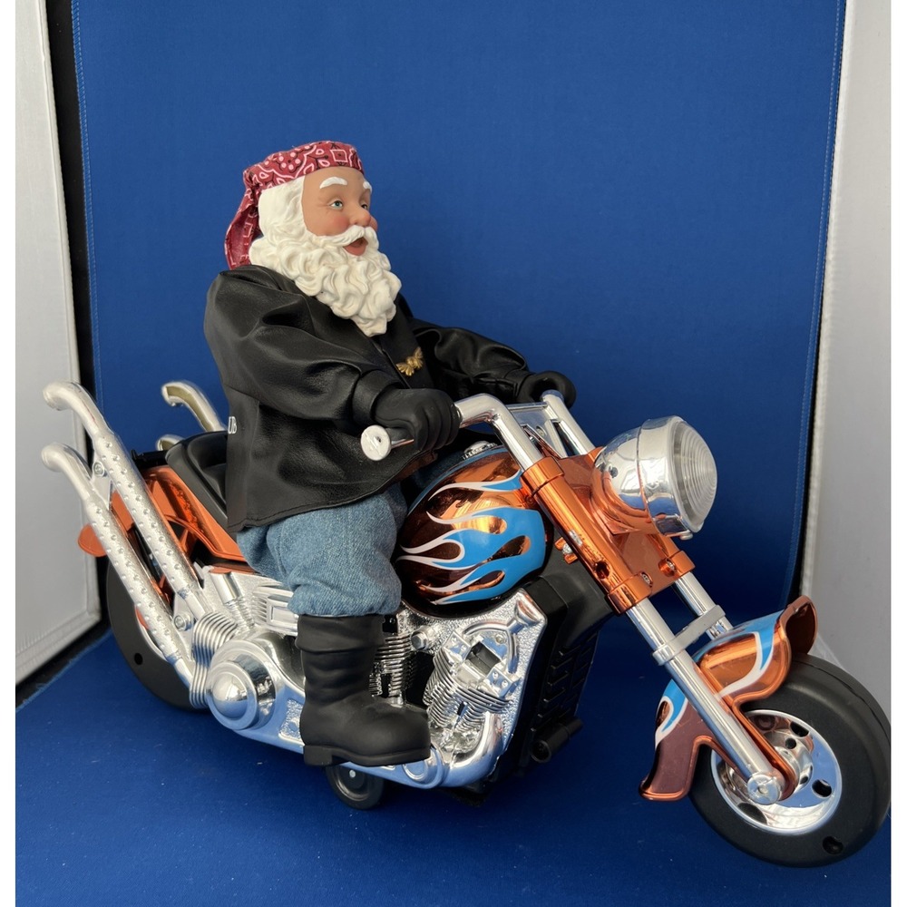 Vintage Motorcycle Santa North Pole Motorcycle Club Leather Jacket Bandana